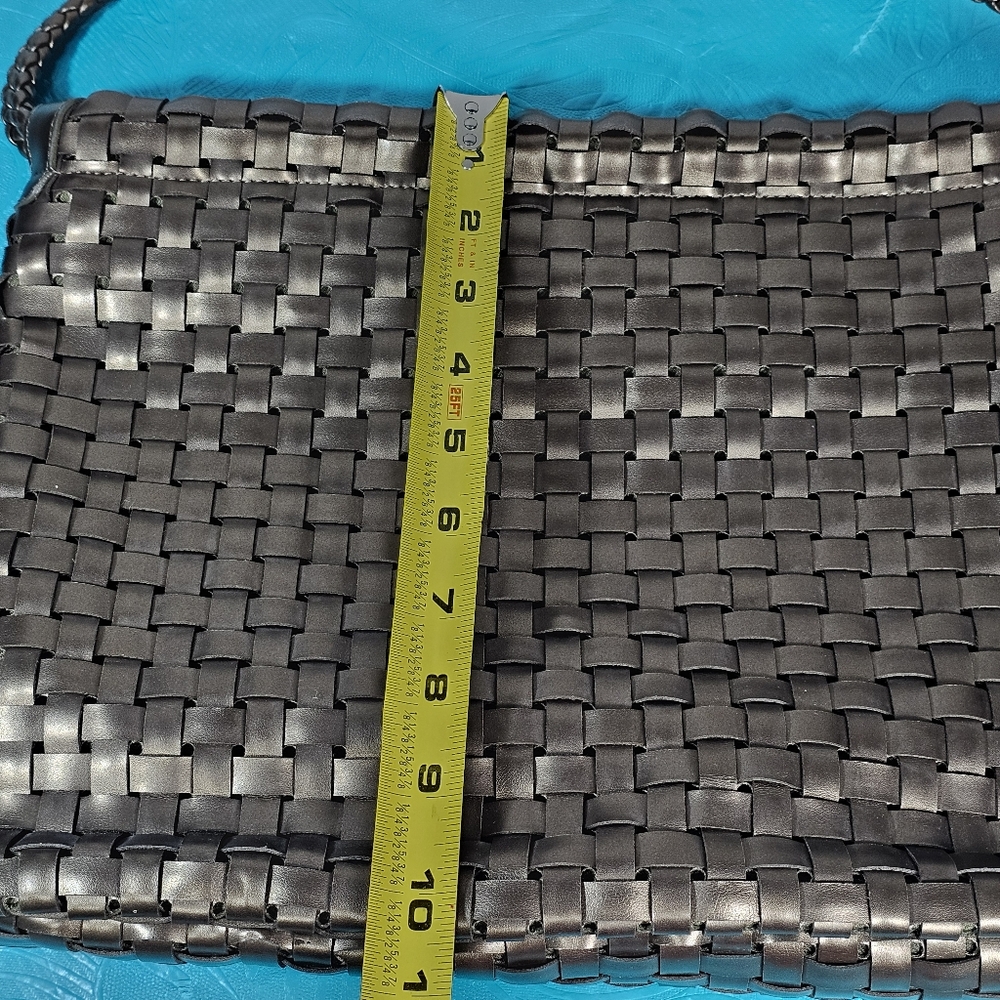 NINE WEST Woven Shoulder Tote Faux Leather Braided Shoulder Handbag Purse Bronze - Picture 10 of 15